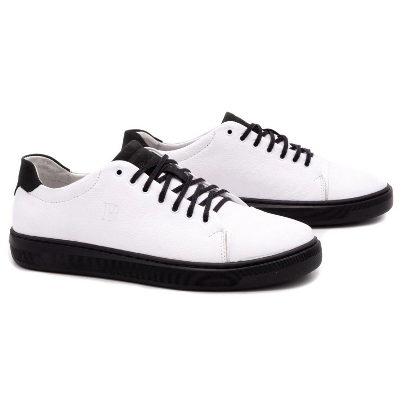 Polbut Sapatos de couro masculino 2109 branco com preto 2 Polbut Sapatos de couro masculino 2109 branco com preto 2