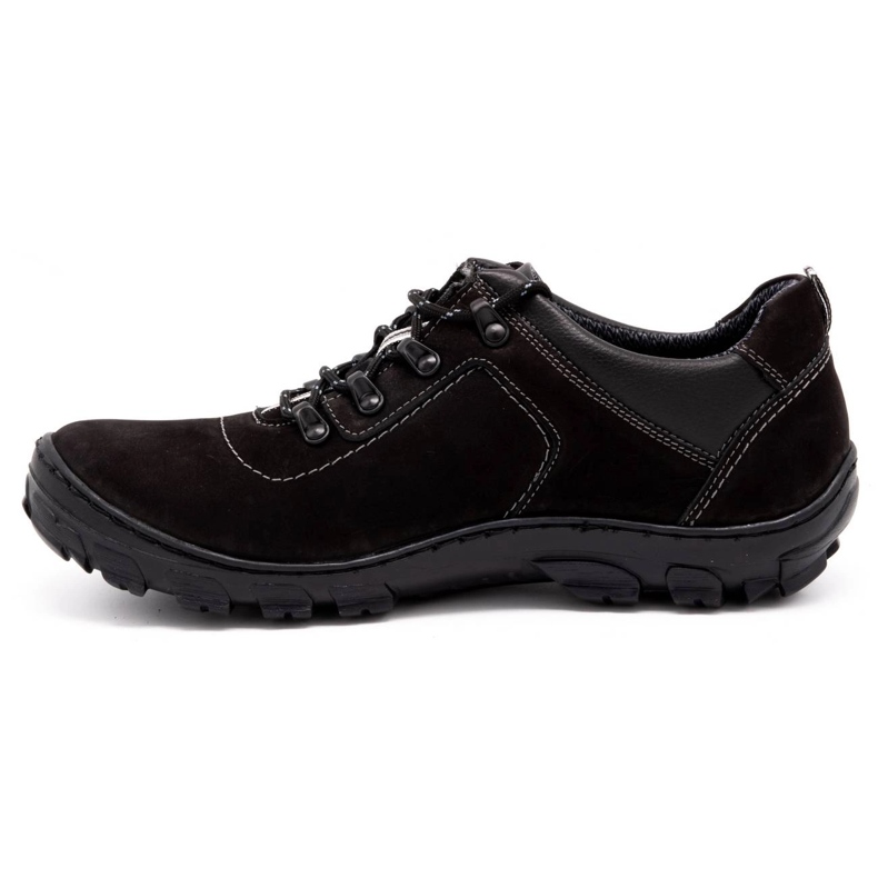 Olivier Sapatos de trekking masculinos 7109 nobuck preto 1