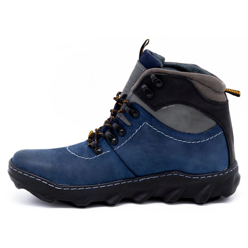 Olivier Botas masculinas de couro de inverno 150GT azul marinho 1