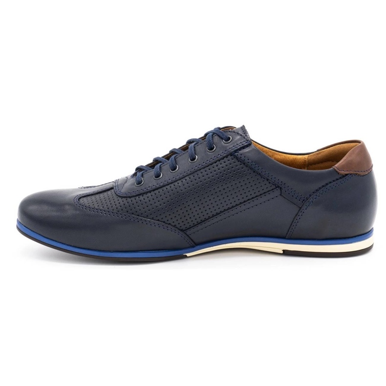Kampol Sapatos casuais de couro masculino 64/54 azul marinho 1