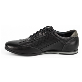 Kampol Sapatos casuais masculinos de couro 64/15 pretos 1