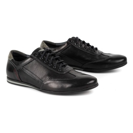 Kampol Sapatos casuais masculinos de couro 64/15 pretos 2