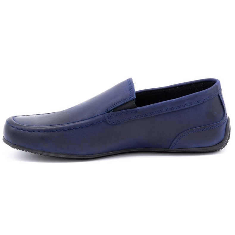 Polbut Mocassins de couro masculino 2105 grão azul marinho 1
