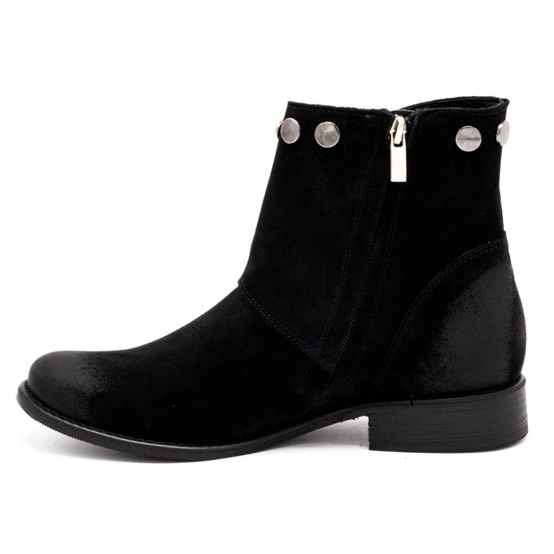 Exquisite Botas femininas de couro com tachas 1198 pretas preto 1