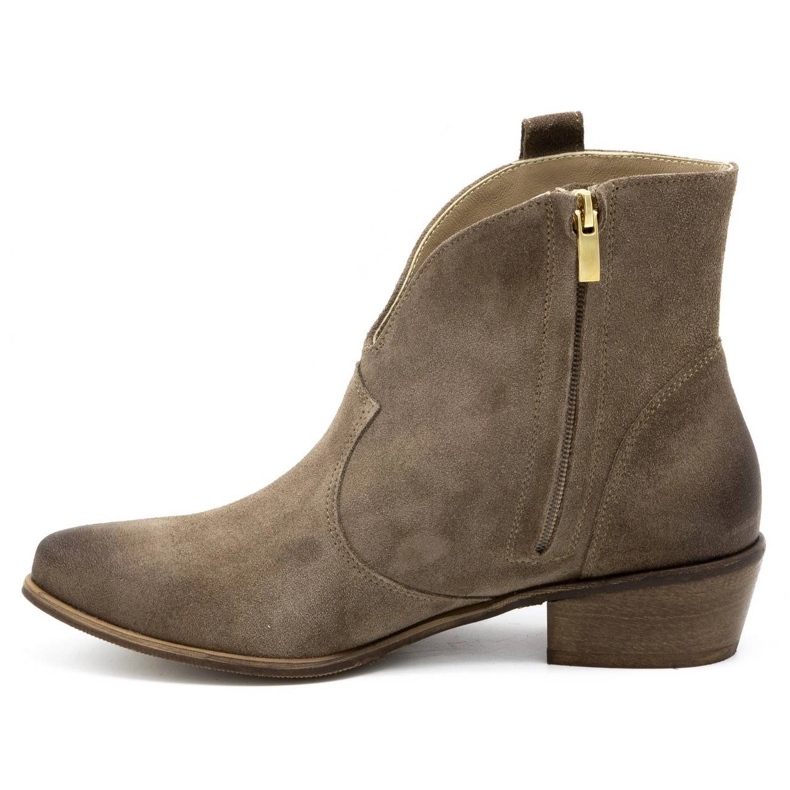 Exquisite Botas femininas de couro 1137 bege escuro 1