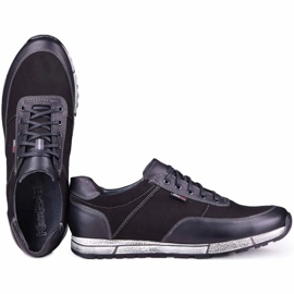Kampol Sapatos casuais masculinos de couro 31/3 pretos 1