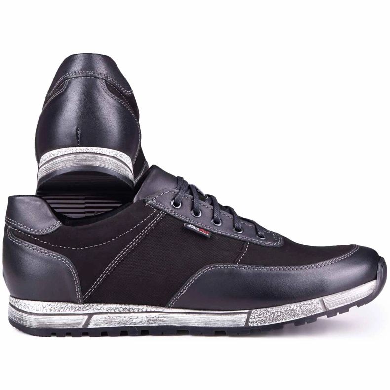 Kampol Sapatos casuais masculinos de couro 31/3 pretos 2