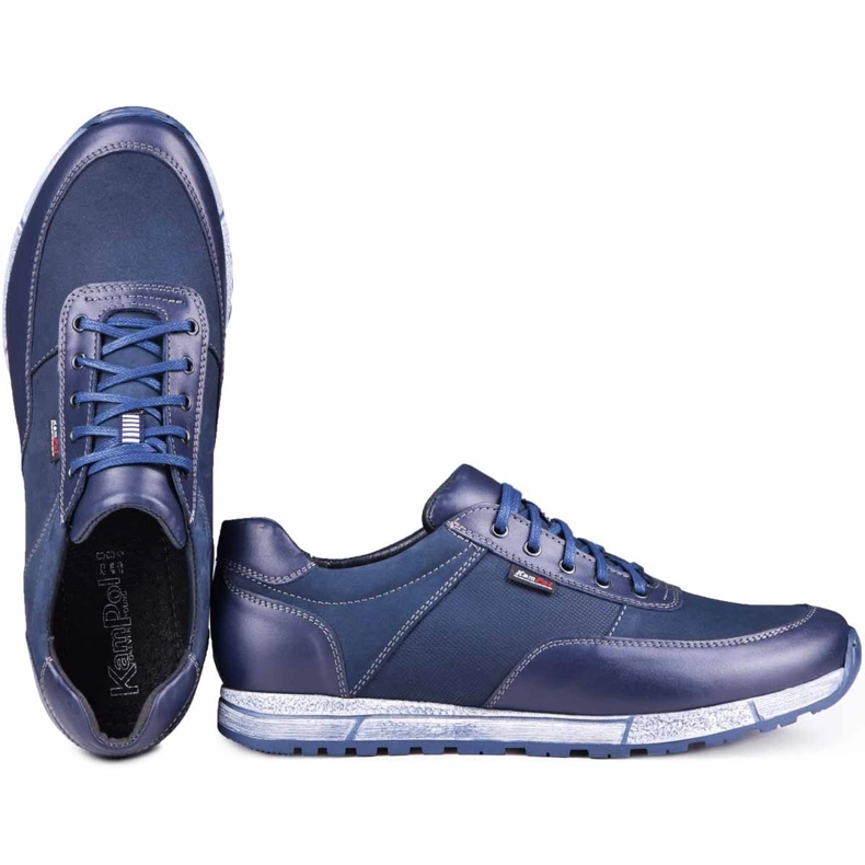 Kampol Sapatos casuais masculinos de couro 31/54 azul marinho 2