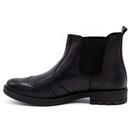 Olivier Botas masculinas Chelsea, brogues de couro preto 7003 KB 1