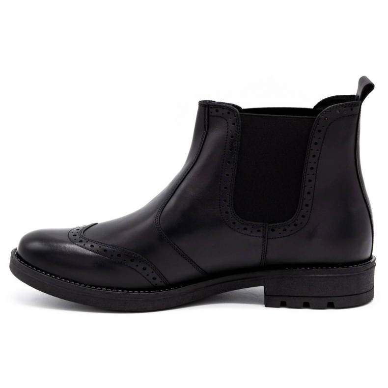 Olivier Botas masculinas Chelsea, brogues de couro preto 7003 KB 1