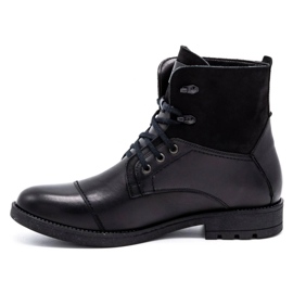 Olivier Botas de couro de inverno masculinas 7004 KB pretas preto 1