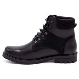 Olivier Botas de couro de inverno masculinas 7002 KB pretas preto 1
