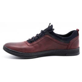 Polbut Sapatos casuais de couro masculino K24 bordô grão vermelho 1