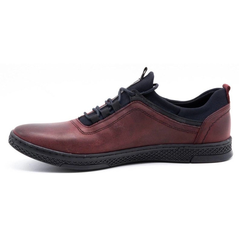 Polbut Sapatos casuais de couro masculino K24 bordô grão vermelho 1