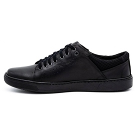 Olivier Sapatos casuais de couro masculino 933MP preto 1