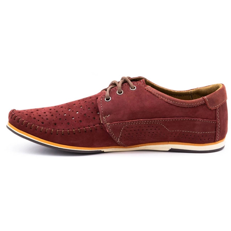 KOMODO Sapatos masculinos mocassins de couro 875 verão borgonha vermelho 1