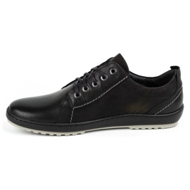 Kampol Sapatos casuais de couro masculino 61KAM preto 1