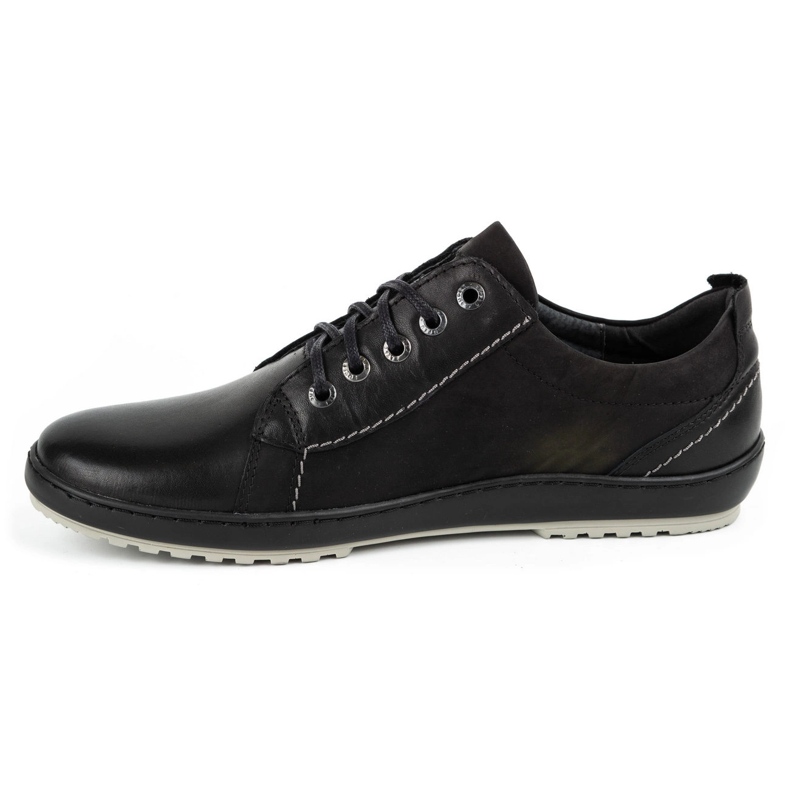 Kampol Sapatos casuais de couro masculino 61KAM preto 1
