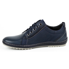 Kampol Sapatos casuais de couro masculino 61KAM azul marinho 1