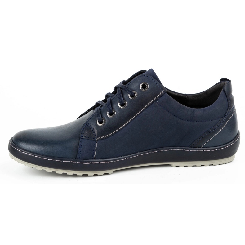 Kampol Sapatos casuais de couro masculino 61KAM azul marinho 1