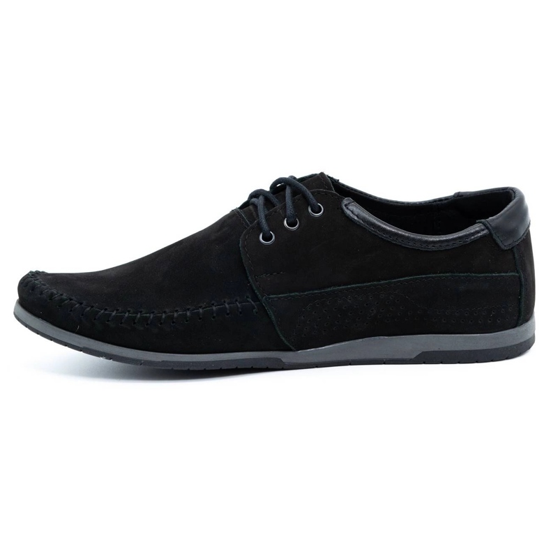 KOMODO Sapatos mocassins de couro masculino 875 nobuck preto 1