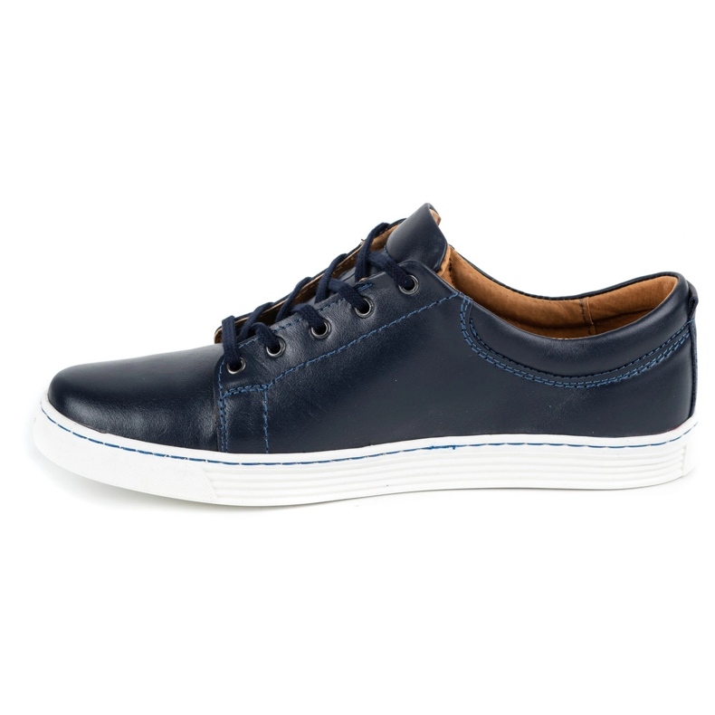 Olivier Sapatos casuais de couro masculino 946MA azul marinho 1