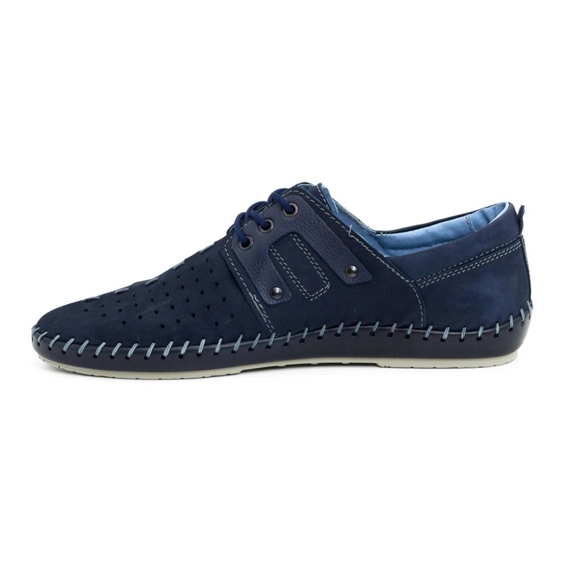 Olivier Sapatos de verão de couro masculino 882LMA azul marinho 1