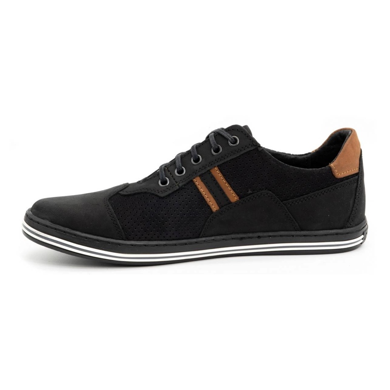 Polbut Sapatos masculinos casuais 1801P preto nubuck / camelo 1