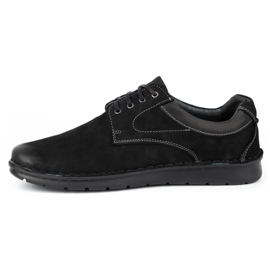 Kampol Sapatos casuais de couro masculino 13/3 nobuck preto 1