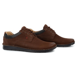 Kampol Sapatos casuais de couro masculino 13 / CK65 marrom castanho 1
