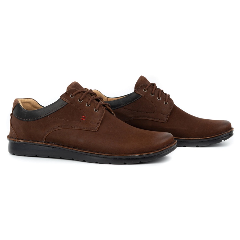 Kampol Sapatos casuais de couro masculino 13 / CK65 marrom 1
