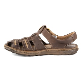 Olivier Sandálias masculinas de couro para o verão 230MA marrom escuro 1