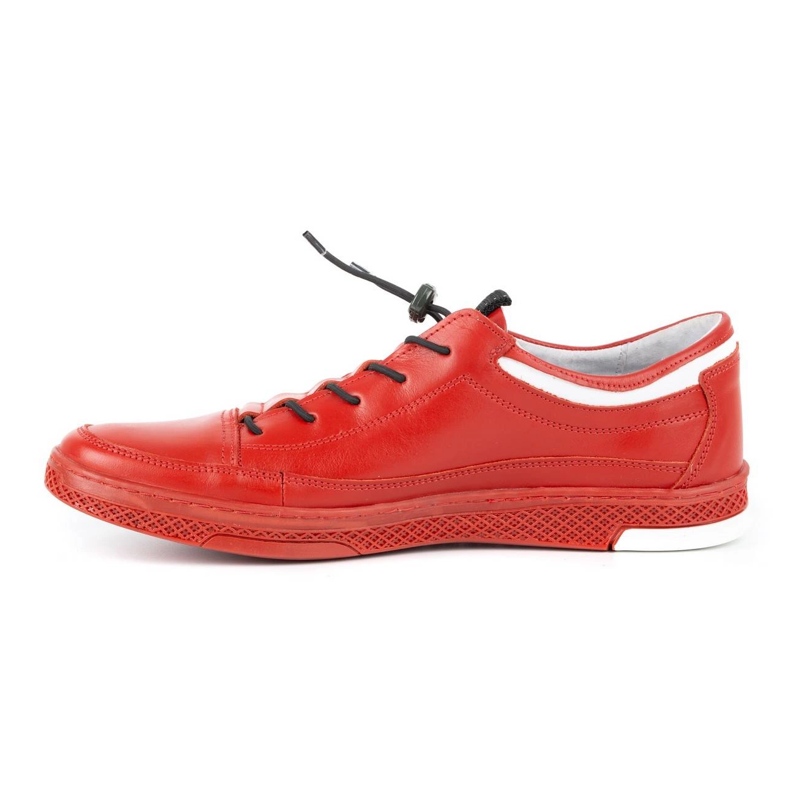 Polbut Sapatos casuais de couro masculino K22N vermelho com parte inferior vermelha 1