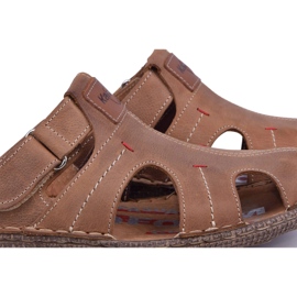 Kampol Chinelos de couro masculino 217 / 22KAM marrom castanho 1
