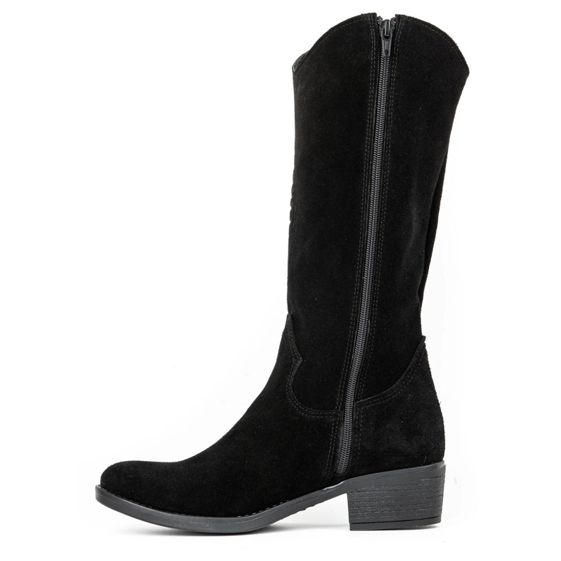 Olivier Botas de mulher em pele preta vazada Carla preto 1