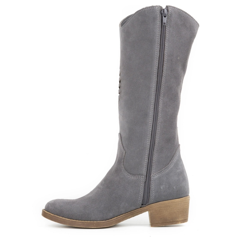 Olivier Botas de mulher de pele vazada Carla cinza 1