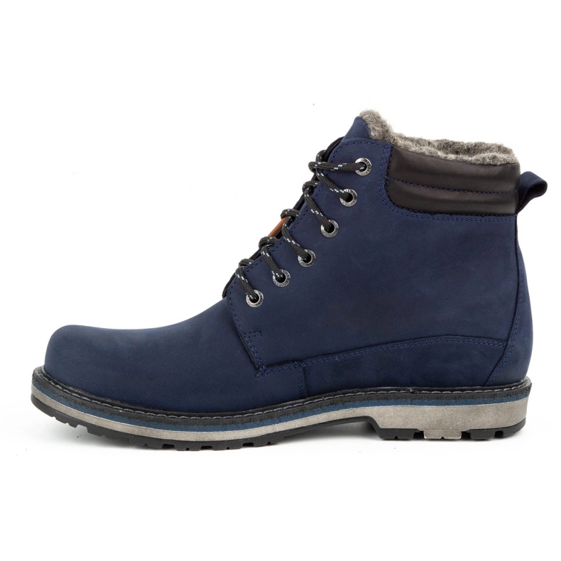 Kampol Botas de inverno de homem em pele 128KAM azul marinho 1