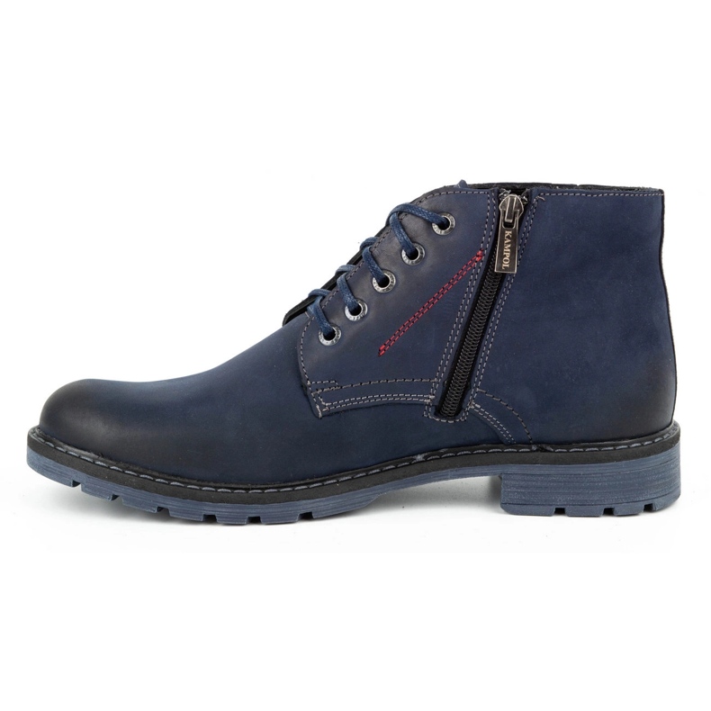 Kampol Botas de inverno de homem em pele 103KAM azul marinho 1