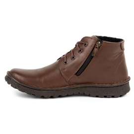 Kampol Botas de inverno de couro com cadarço 131KA marrom castanho 1