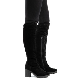 Olivier Botas de camurça pretas aquecidas no poste Margaret preto 2