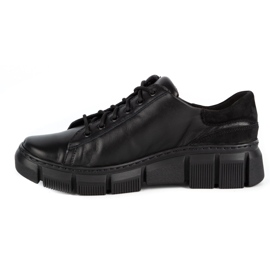 WASAK Sapatos femininos tênis de couro 0663W preto 1
