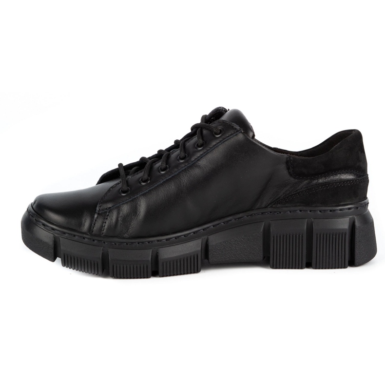 WASAK Sapatos femininos tênis de couro 0663W preto 1