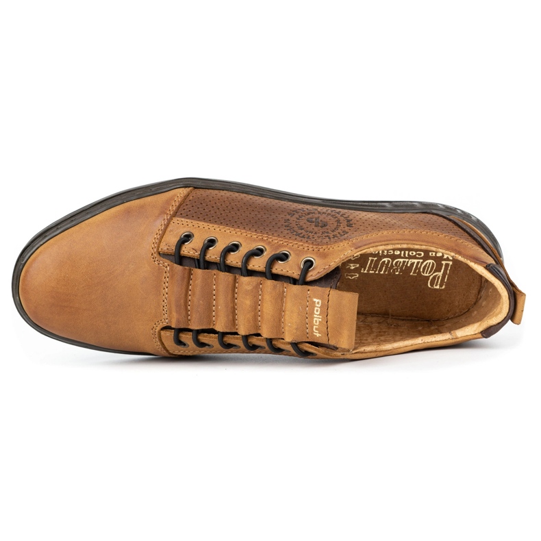 Polbut Sapatos masculinos casuais de couro 2121p vermelho marrom 1