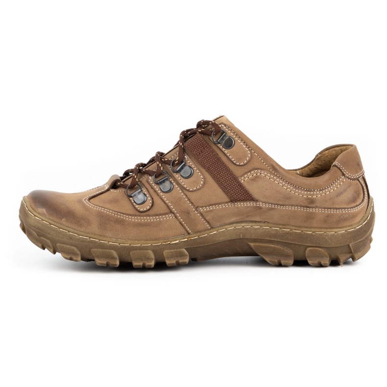 Olivier Sapatos de trekking de homem em pele 213GT castanho bege 1