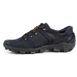 Olivier Sapatos de trekking de homem em pele 214GT azul marinho preto 1