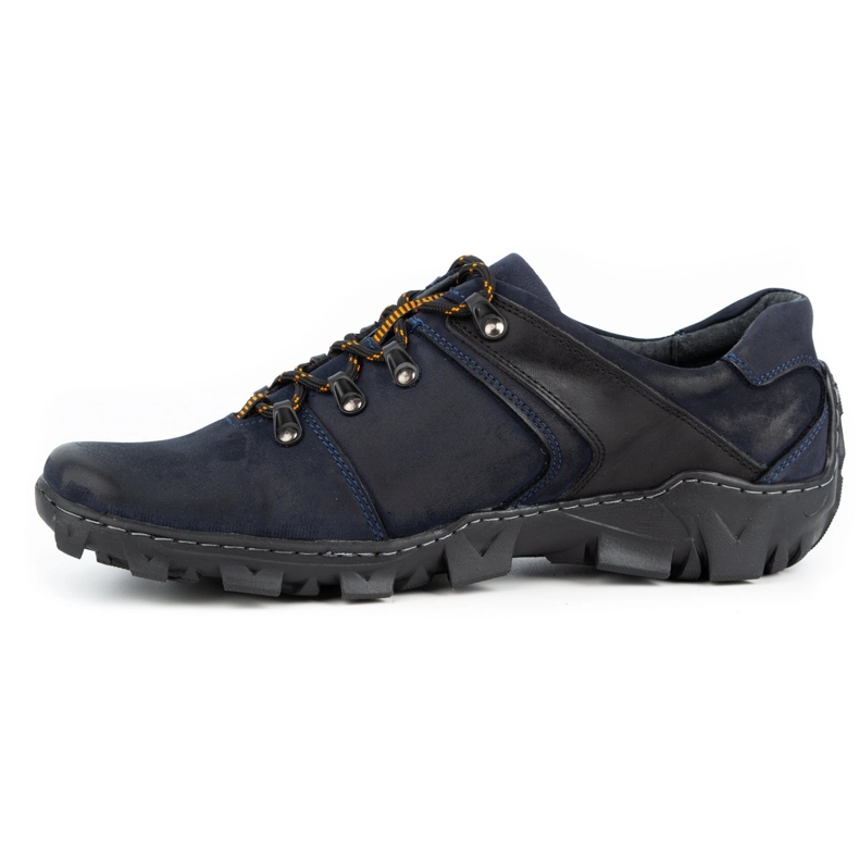 Olivier Sapatos de trekking de homem em pele 214GT azul marinho preto 1