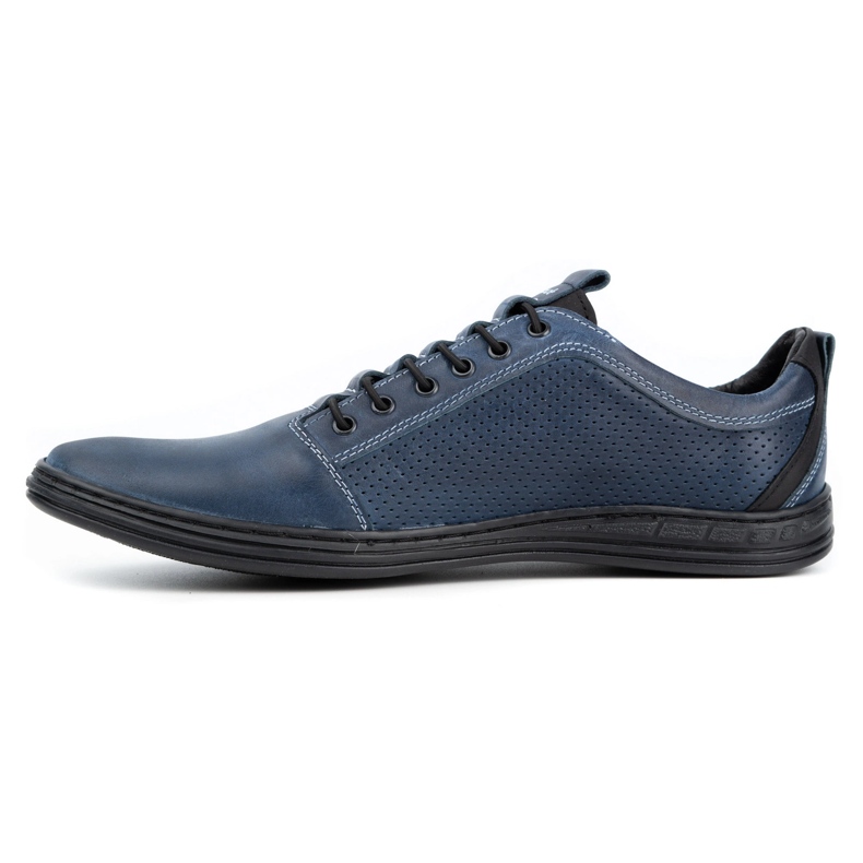 Polbut Sapatos masculinos casuais de couro 2121p azul marinho 1
