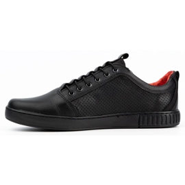 Polbut Sapatos de couro masculinos casuais 2121P/2 pretos 1