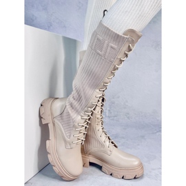 Botas de montar com uma parte superior flexível Keyshia Beige bege 1 Botas de montar com uma parte superior flexível Keyshia Beige bege 1