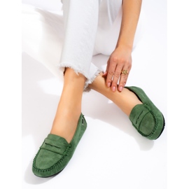 Mocassins de mulher em camurça Shelovet verde 1